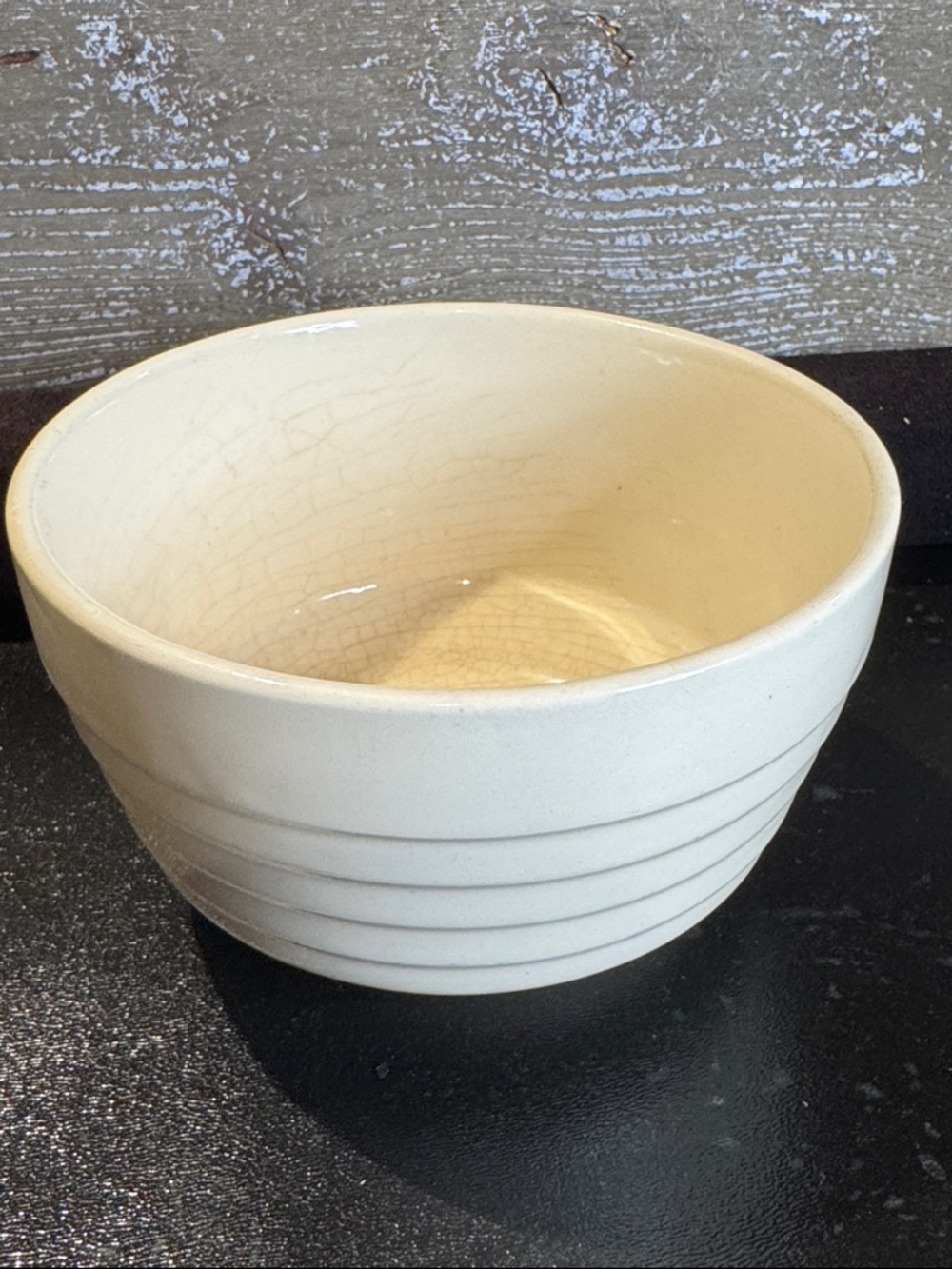 Vintage USA Cream Ceramic Ribbed Serving Bowl